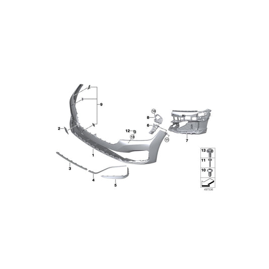 Genuine BMW 51117475198 G11 G12 Protective Rubber Strip,Rght Frnt Bumper PURE EXCELLENCE (Inc. 740i, 730i & 730Ld)
