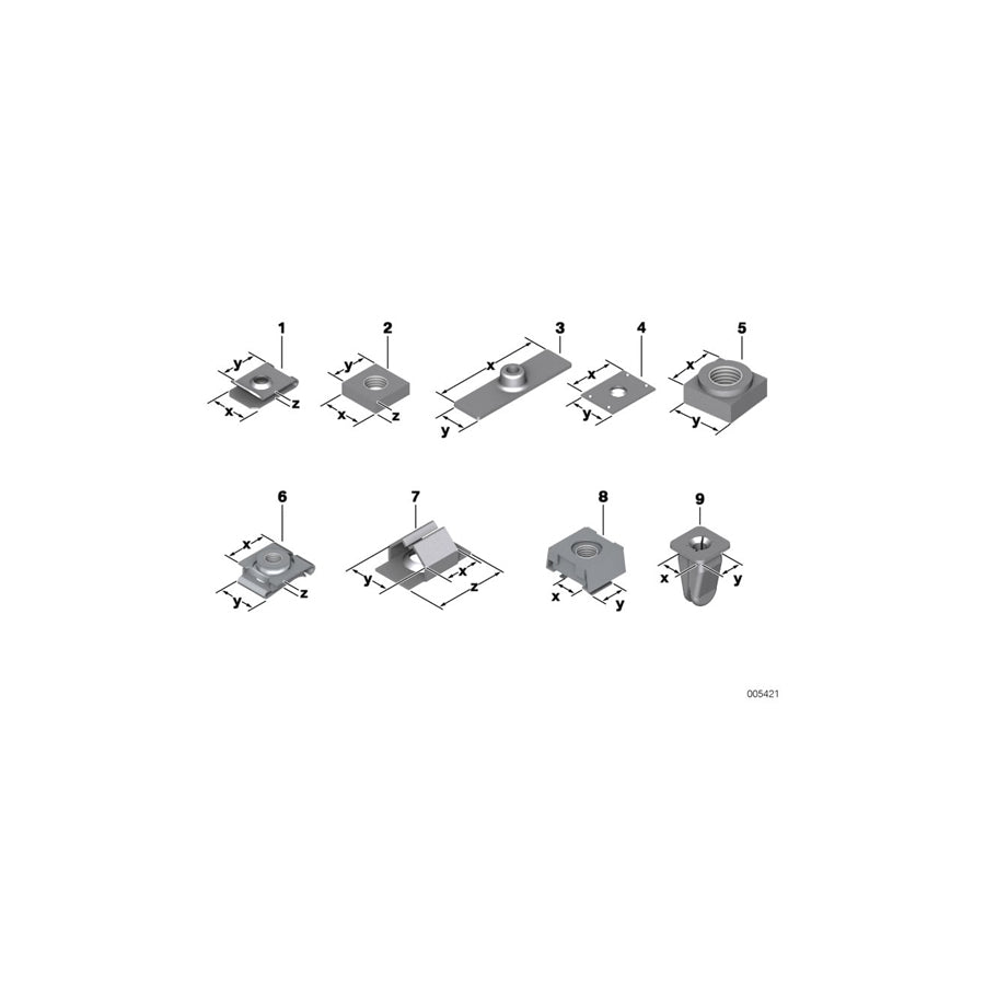 Genuine BMW 64121388599 E39 E34 E36 Nut Holder M6 (Inc. 524td, M5 & Z3 1.9)