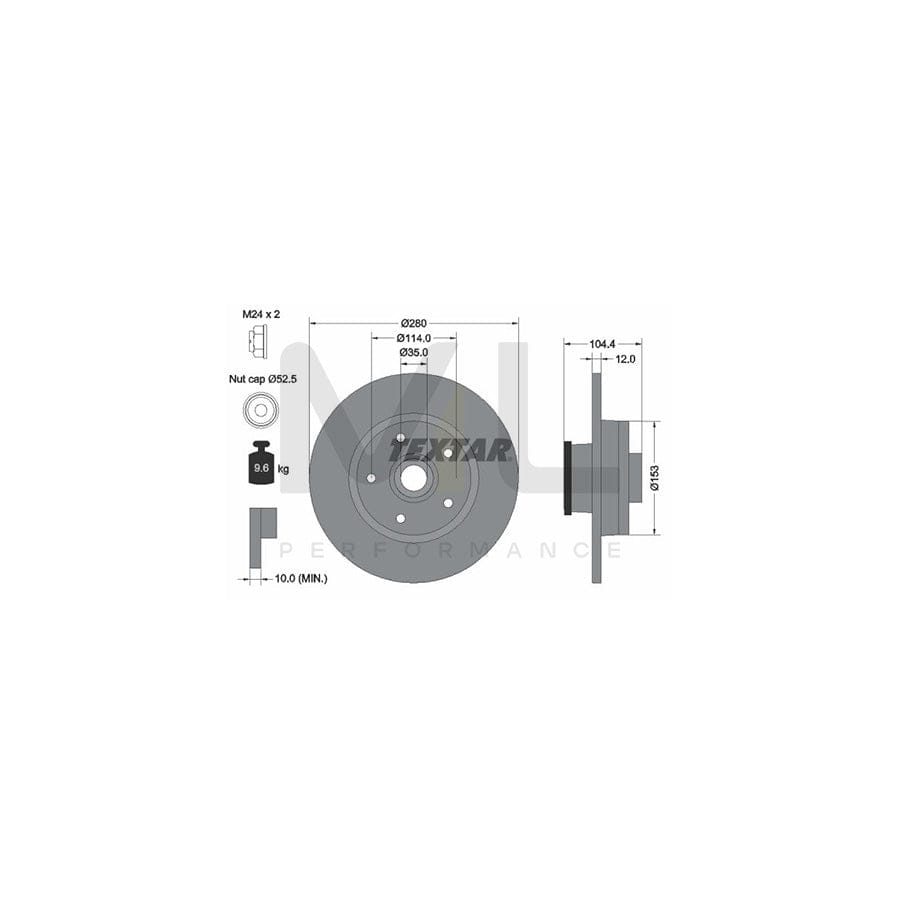 TEXTAR PRO 92268903 Brake Disc Solid, Coated, with ABS sensor ring, with wheel bearing, with wheel hub  - 1 piece