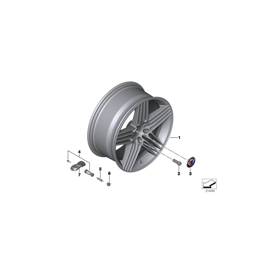 Genuine BMW 36107980144 F02 F01 Light Alloy Rim 8,5JX19 ET:25 (Inc. ALPINA B7, ALPINA B7X & ALPINA B7LX)