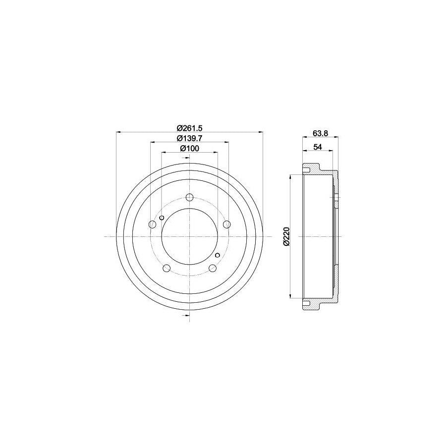 Hella 8DT 355 302-471 Brake Drum