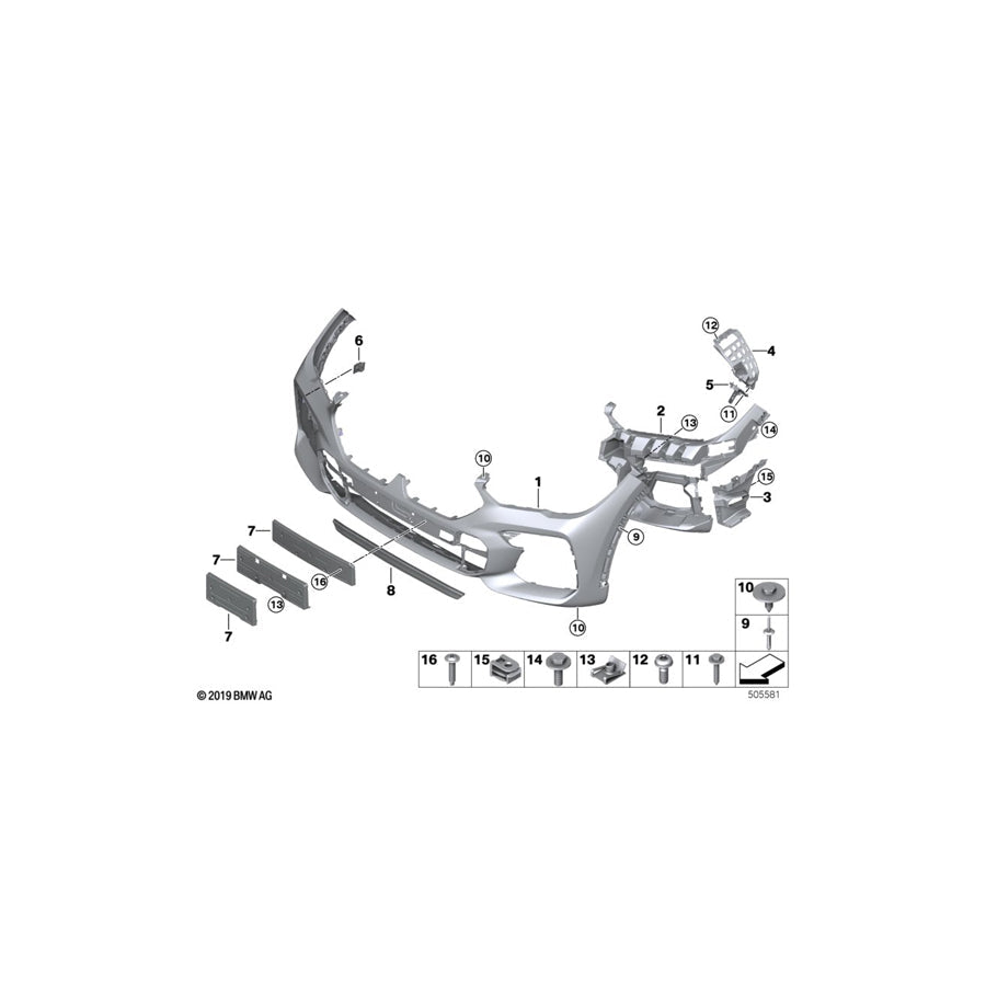 Genuine BMW 51118098864 G06 Trim Cover, Bumper, Primed, Front M (Inc. X6 30iX, X6 40iX & X6 M50dX)