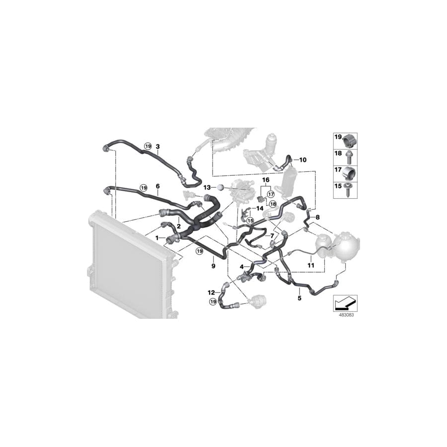 Genuine BMW 17127535531 G01 G02 Hose, Radiator-Engine (Inc. X4 20iX & X3)