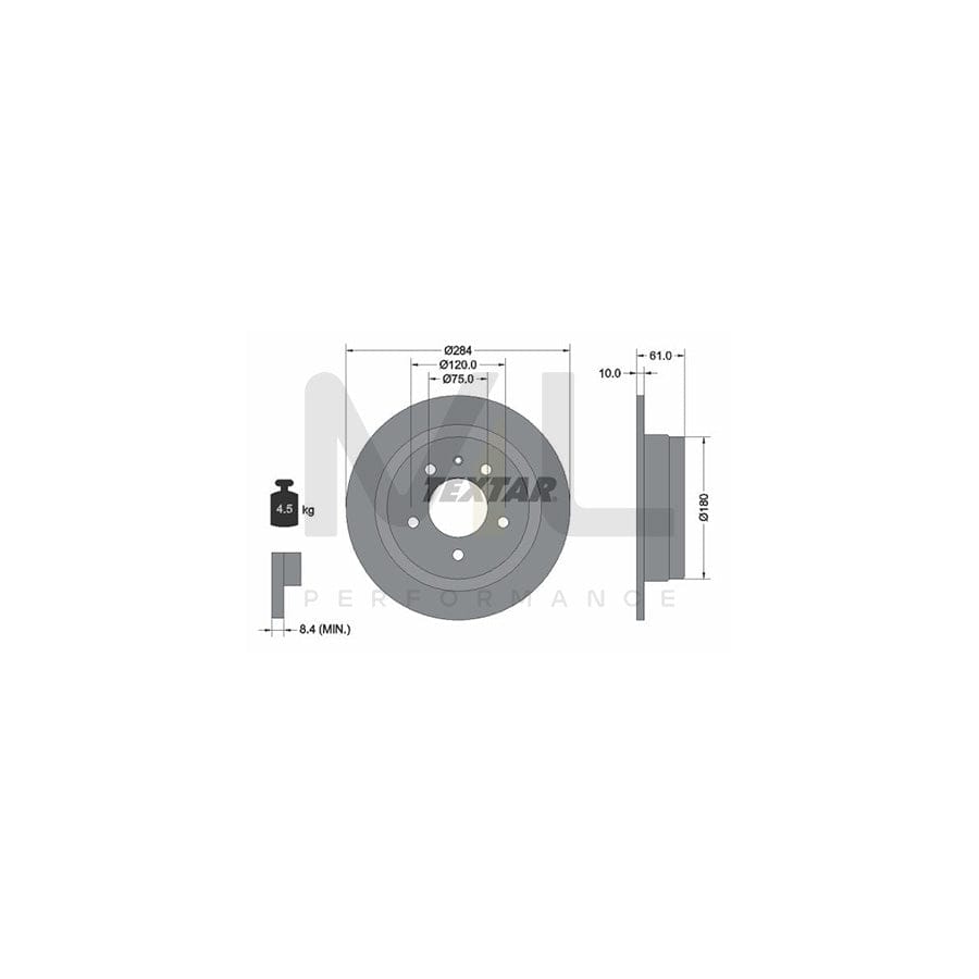 TEXTAR 92022400 Brake Disc Solid, without wheel hub, without wheel studs  - 1 piece