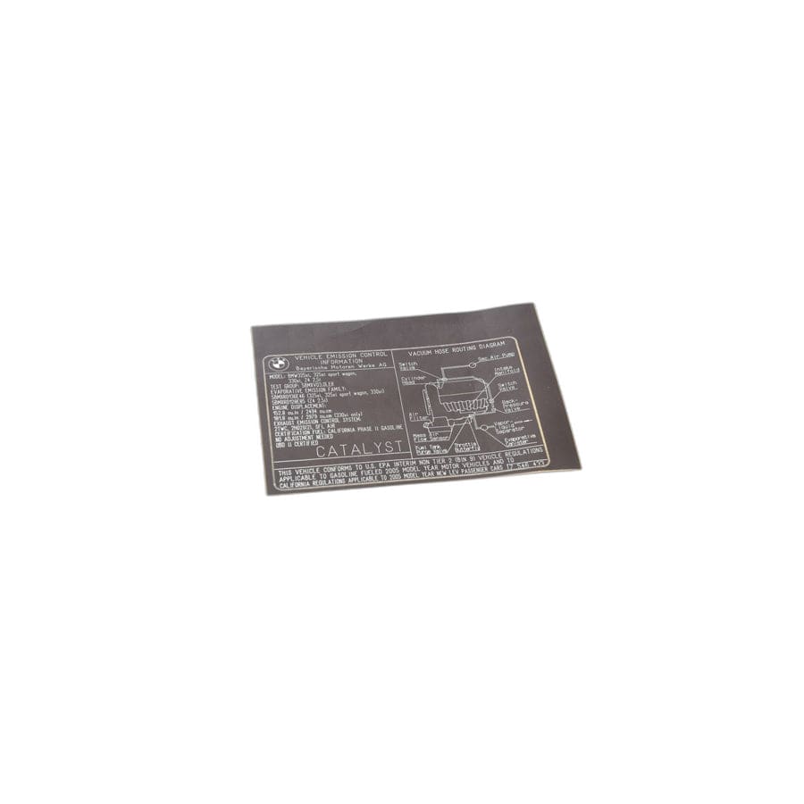 Genuine BMW 71227546433 E46 E85 Label "Exhaust Emission" MJ05 (Inc. Z4 2.5i, 325xi & 330xi)