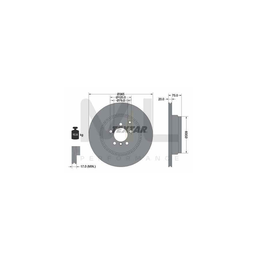 TEXTAR PRO 92224803 Brake Disc for LAND ROVER Range Rover III (L322) Externally Vented, Coated, without wheel hub, without wheel studs  - 1 piece