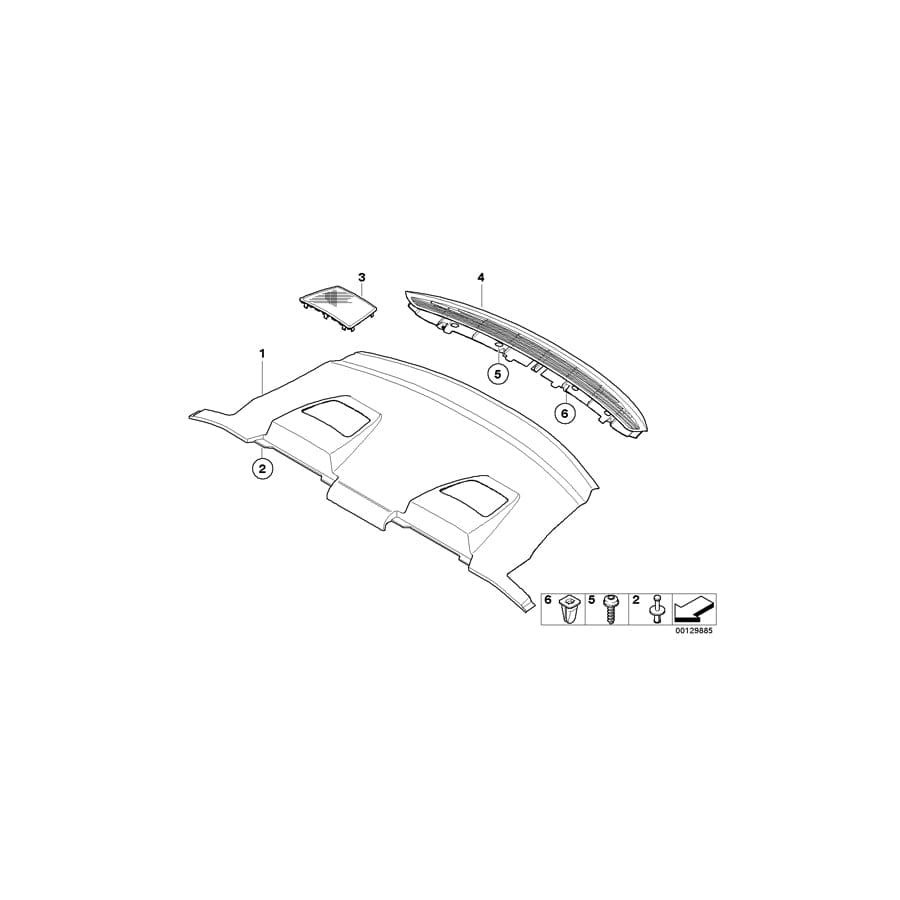 Genuine BMW 51467073737 E63 Rear Window Shelf CREAMBEIGE DKL. (Inc. 630i, 635d & 645Ci)