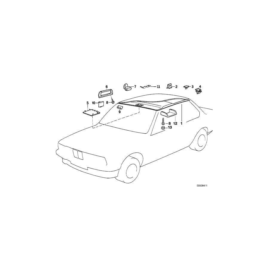 Genuine BMW 51448114569 E32 Cover Sliding Roof Motor GRAU (Inc. 730i, 750iL & 730iL)