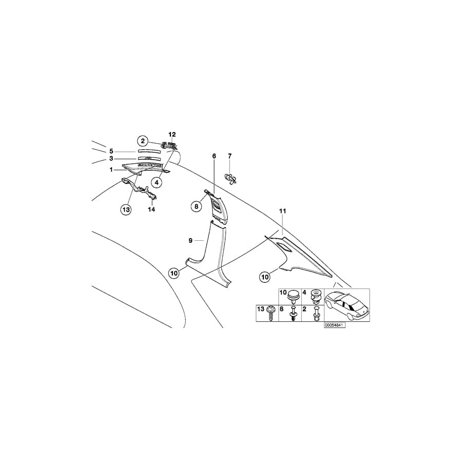 Genuine BMW 51438266947 E46 Cover, B-Column Upper Left HELLBEIGE (Inc. 318d, 330d & 316i)