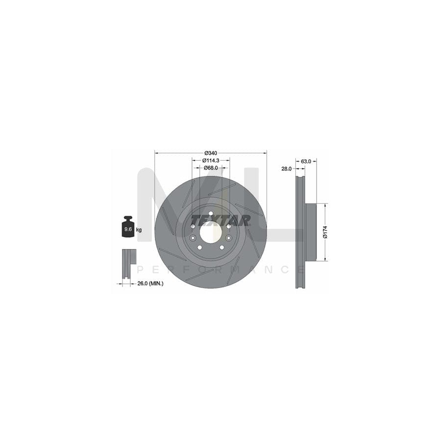 TEXTAR PRO+ 92282205 Brake Disc for RENAULT Megane III Coupe (DZ) Internally Vented, Slotted, Coated, High-carbon, without wheel hub, without wheel studs  - 1 piece