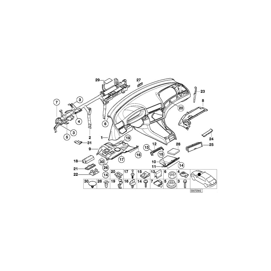 Genuine BMW 51457143215 E46 Trim Panel Dashboard (Inc. 325Ci, 330xi & 325xi)