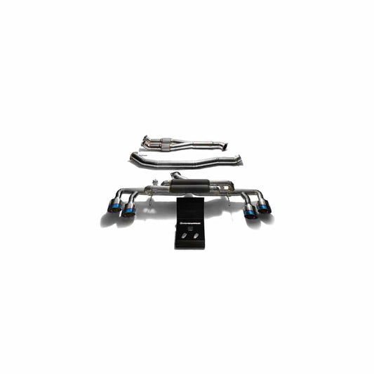 Armytrix NI35T-F NI35TS-QT11B Titanium Valvetronic 90mm Race Exhaust System w/Race Y-Pipe & Nissan GT-R R35 2007-2021 with Quad Blue Coated 5"