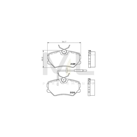 Hella 8DB 355 017-741 Brake Pad Set For Peugeot 405 With Integrated Wear Warning Contact, With Brake Caliper Screws | ML Performance Car Parts