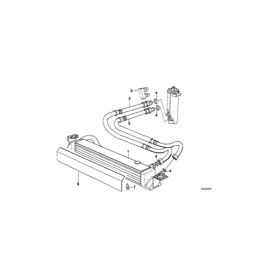 Genuine BMW 17211712413 E32 Oil Cooler A=697 mm (Inc. 750i, 750iL & 750iLS)