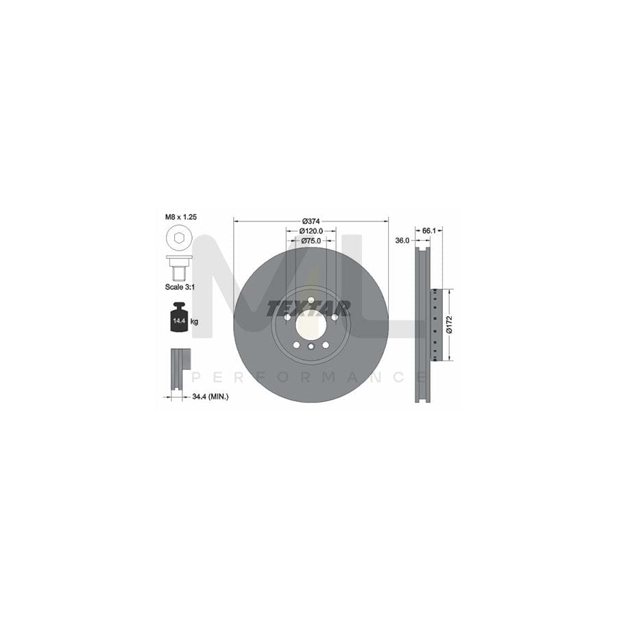 TEXTAR PRO+ 92266325 Brake Disc Internally Vented, Two-piece brake disc, Coated, High-carbon, with bolts/screws, without wheel hub, without wheel studs