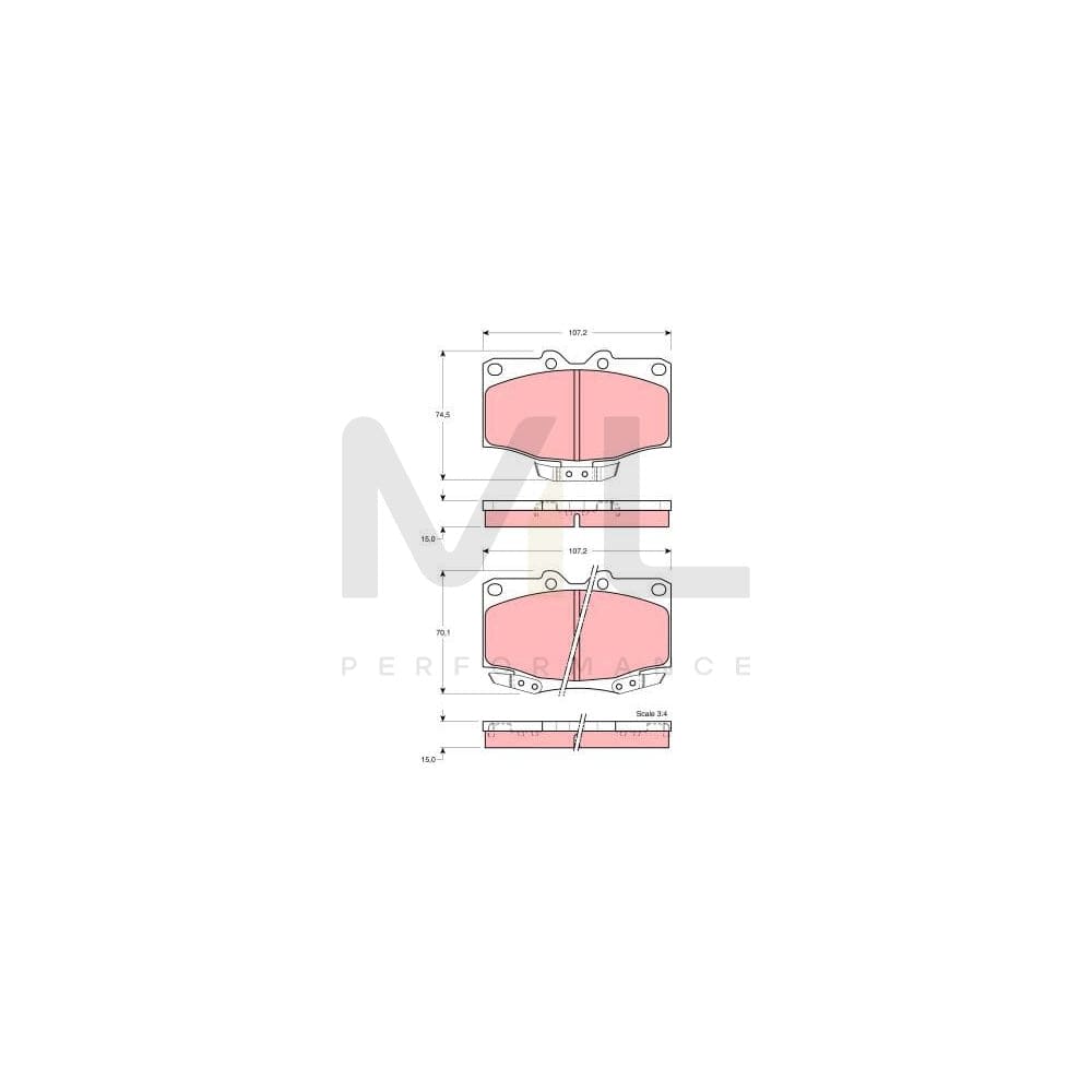 TRW Gdb1133 Brake Pad Set For Toyota Land Cruiser With Acoustic Wear Warning