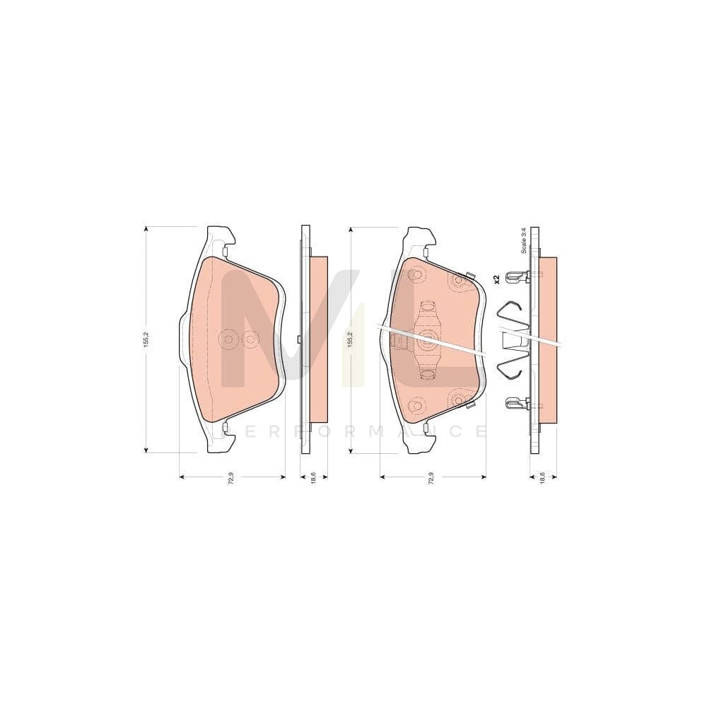 TRW Gdb3400 Brake Pad Set For Mazda 6 With Acoustic Wear Warning