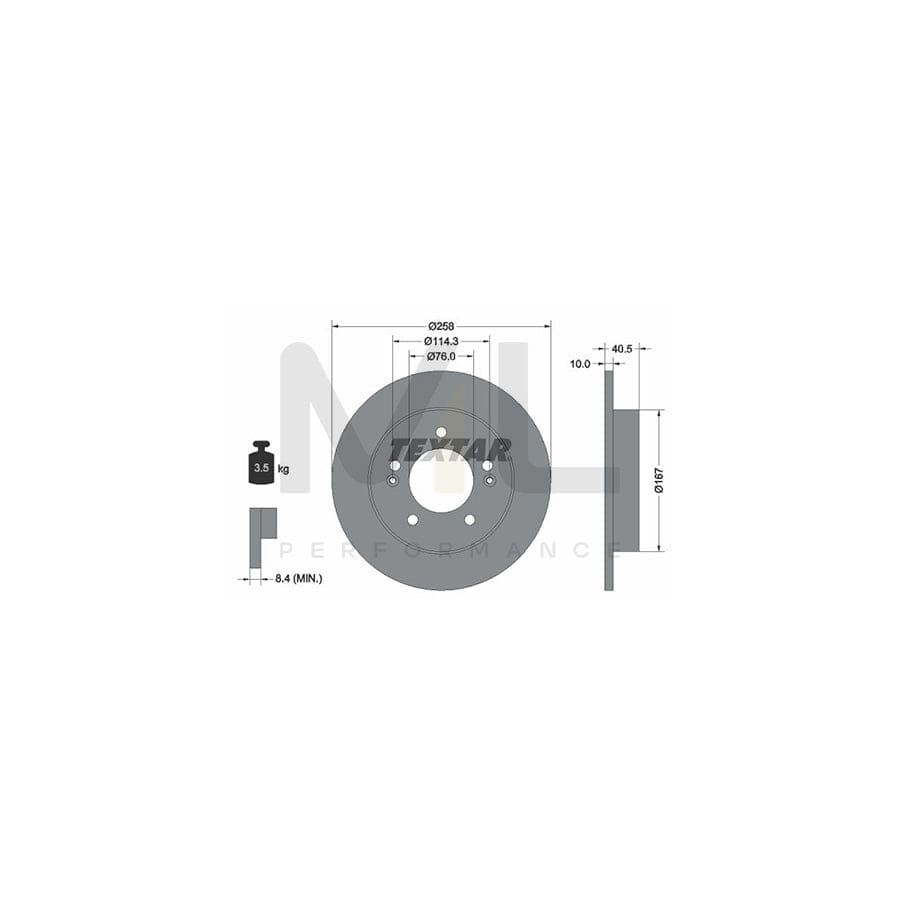 TEXTAR PRO 92226103 Brake Disc Solid, Coated, without wheel hub, without wheel studs  - 1 piece