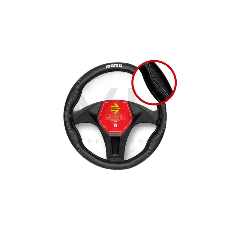 Momo COMFORT SWC011BW Steering wheel cover Black, White, Ø: 38-39cm, PVC