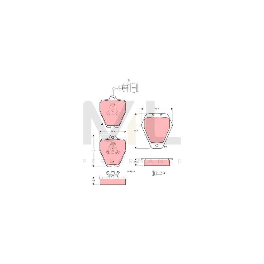 TRW Gdb1329 Brake Pad Set Incl. Wear Warning Contact