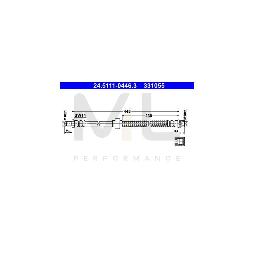ATE 24.5111-0446.3 Brake Hose 445mm, M10x1