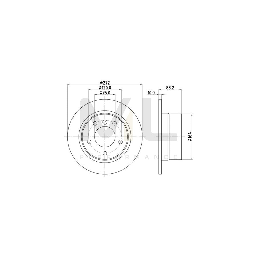 HELLA PRO High Carbon 8DD 355 127-281 Brake Disc for BMW Z3 Solid, Coated, High-carbon, without wheel hub, without wheel studs | ML Performance Car Parts