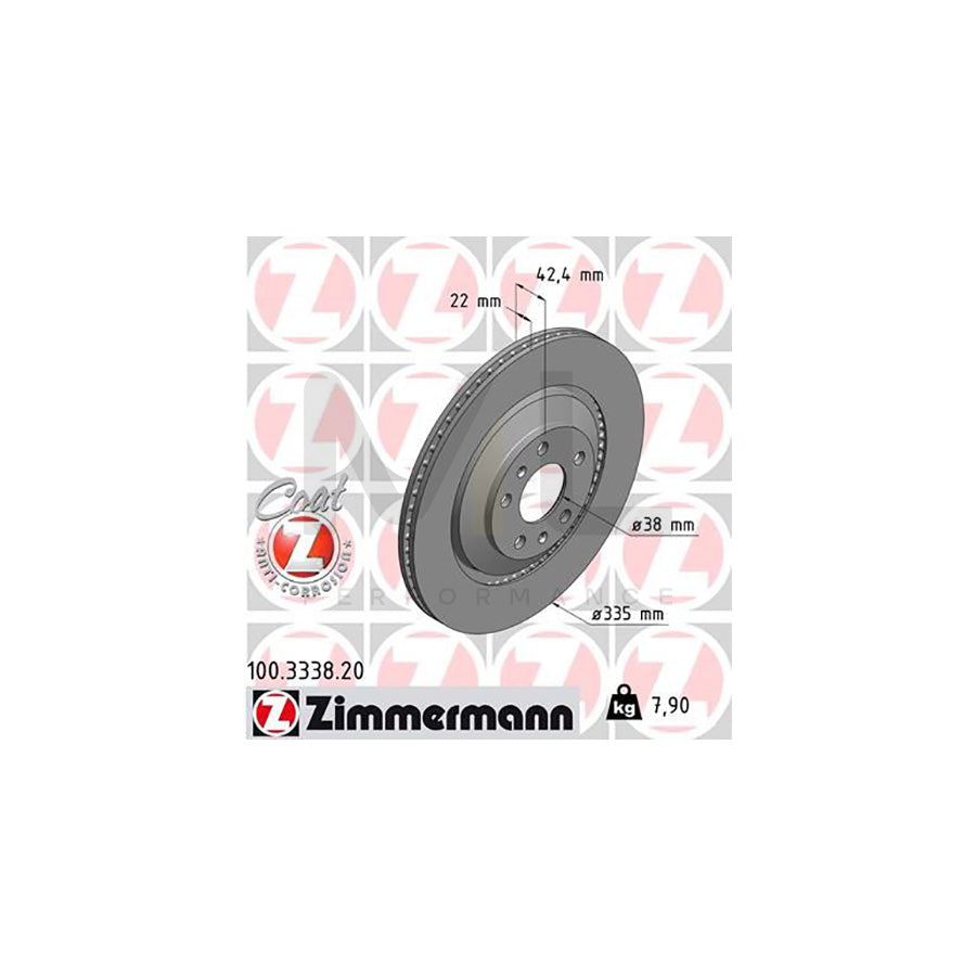 ZIMMERMANN COAT Z 100.3338.20 Brake Disc Externally Vented, Coated, High-carbon  - 1 piece