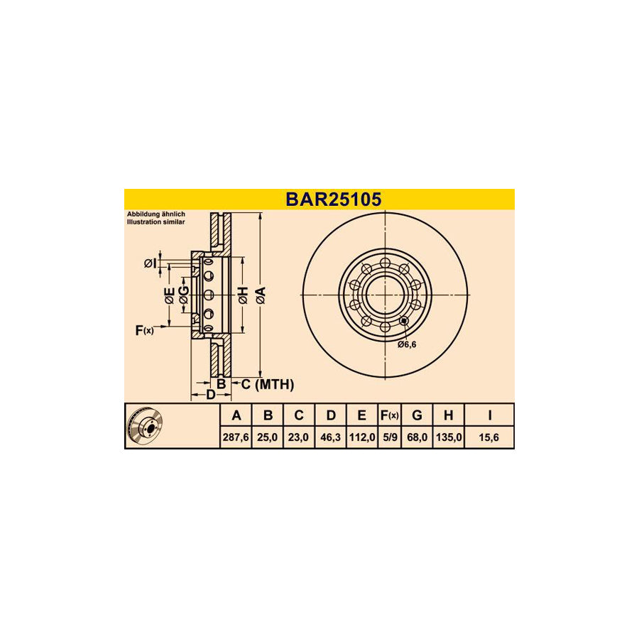 Barum Bar25105 Brake Disc