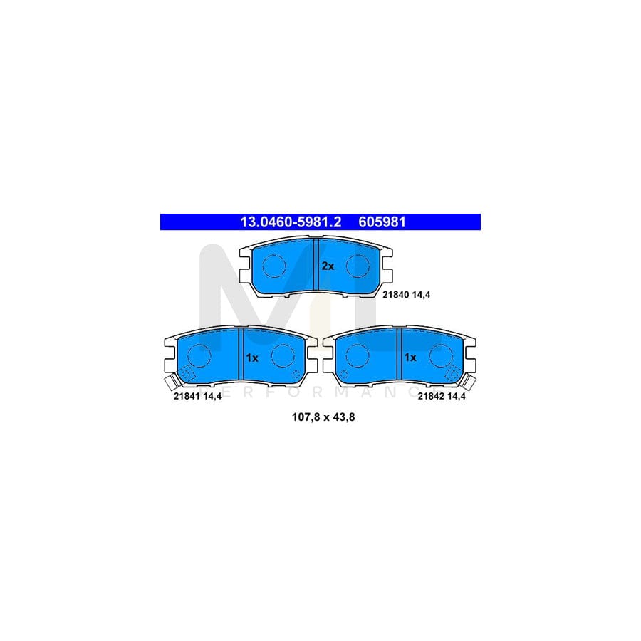 ATE 13.0460-5981.2 Brake pad set for MITSUBISHI PAJERO / SHOGUN with acoustic wear warning