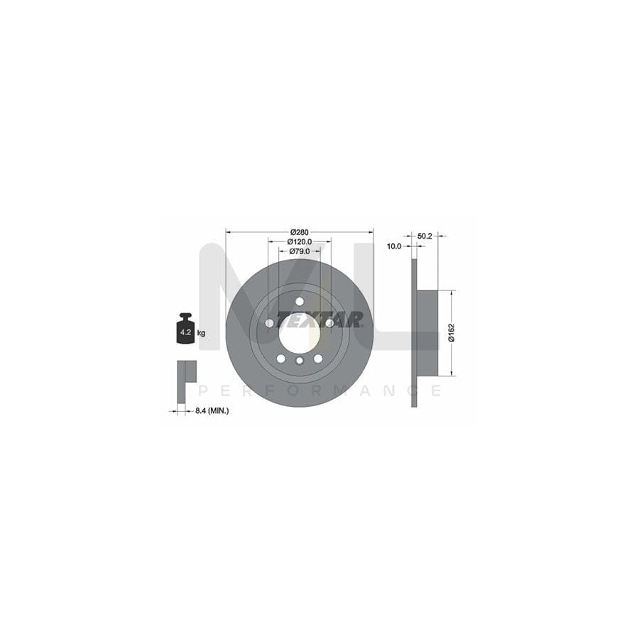 TEXTAR PRO+ 92238705 Brake Disc Solid, Coated, High-carbon, without wheel hub, without wheel studs  - 1 piece