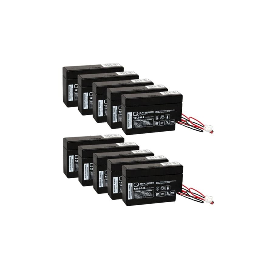Q-Batteries 12V 0.8Ah Lead Fleece Battery VRLA with JST Connector 12LS0.8 x 10