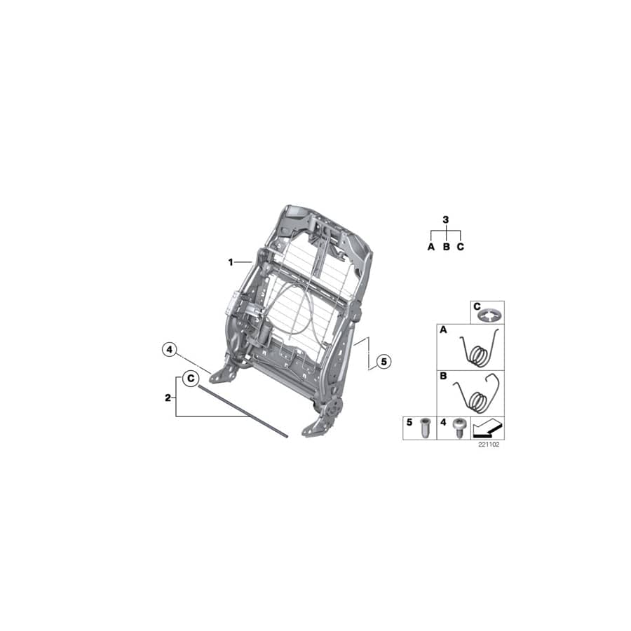 Genuine BMW 52109117545 F02 F03 F04 Backrest Frame, Comfort Seat (Inc. 740dX, 730i & 740Li)