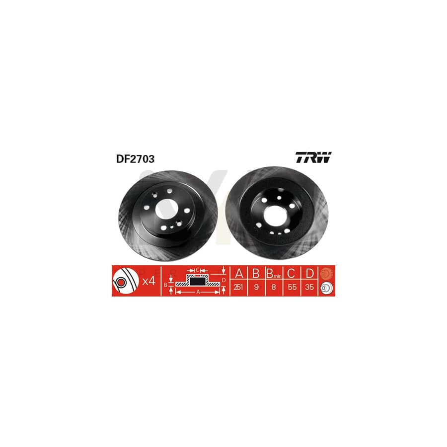 TRW DF2703 Brake Disc Solid, Painted  - 1 piece