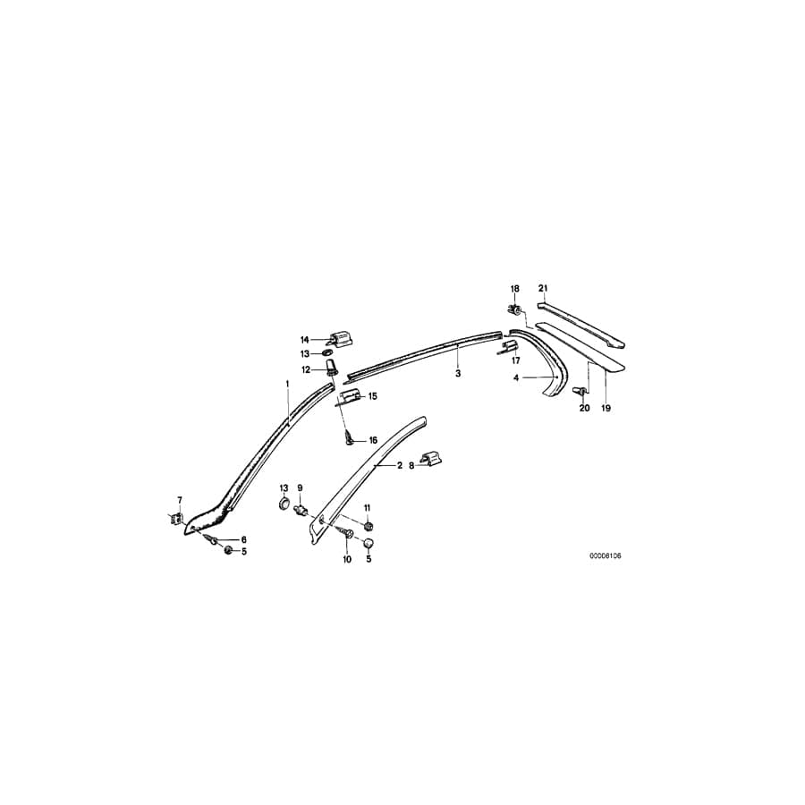 Genuine BMW 51131848796 E23 Moulding Roof Right (Inc. 735i, 732i & 733i)