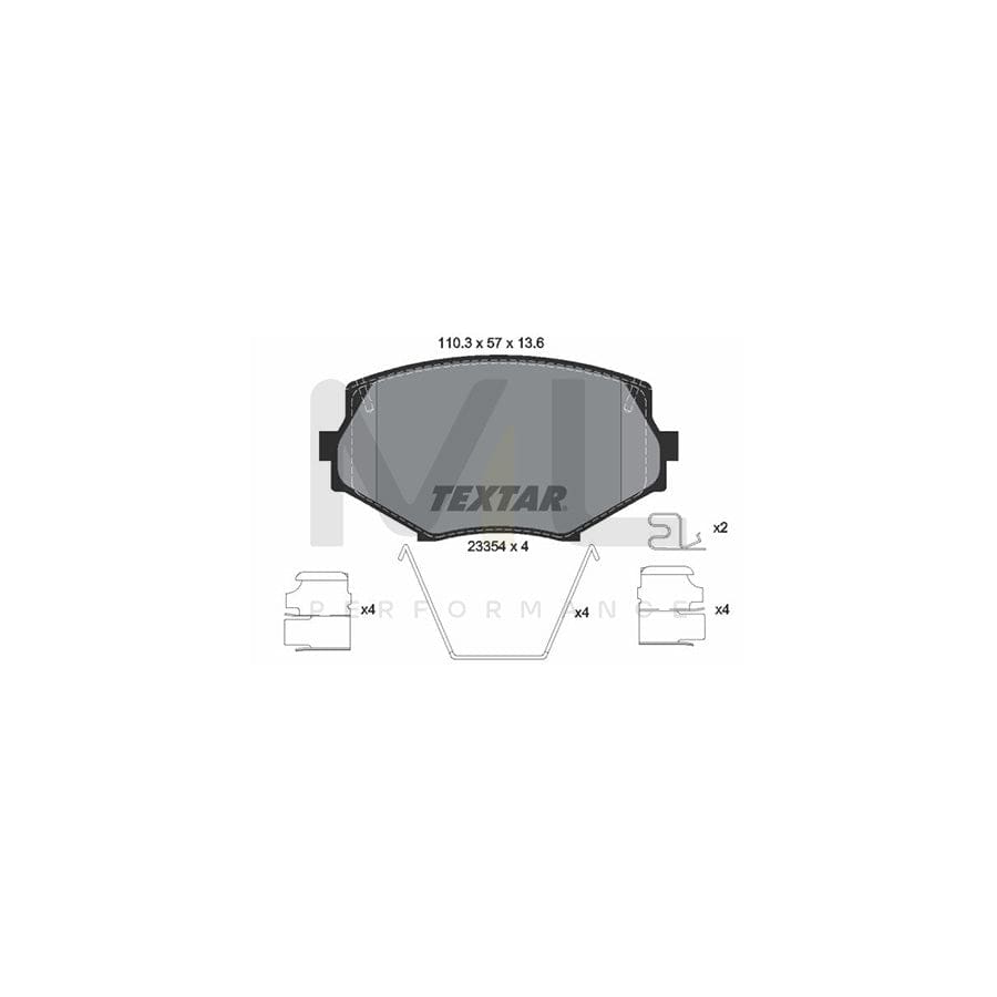 TEXTAR 2335404 Brake pad set for MAZDA MX-5 with acoustic wear warning