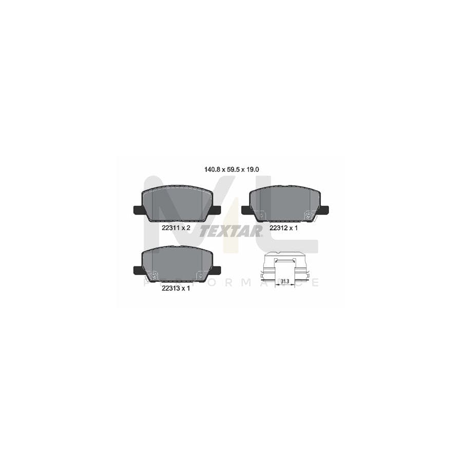 TEXTAR 2231102 Brake pad set with acoustic wear warning, with accessories