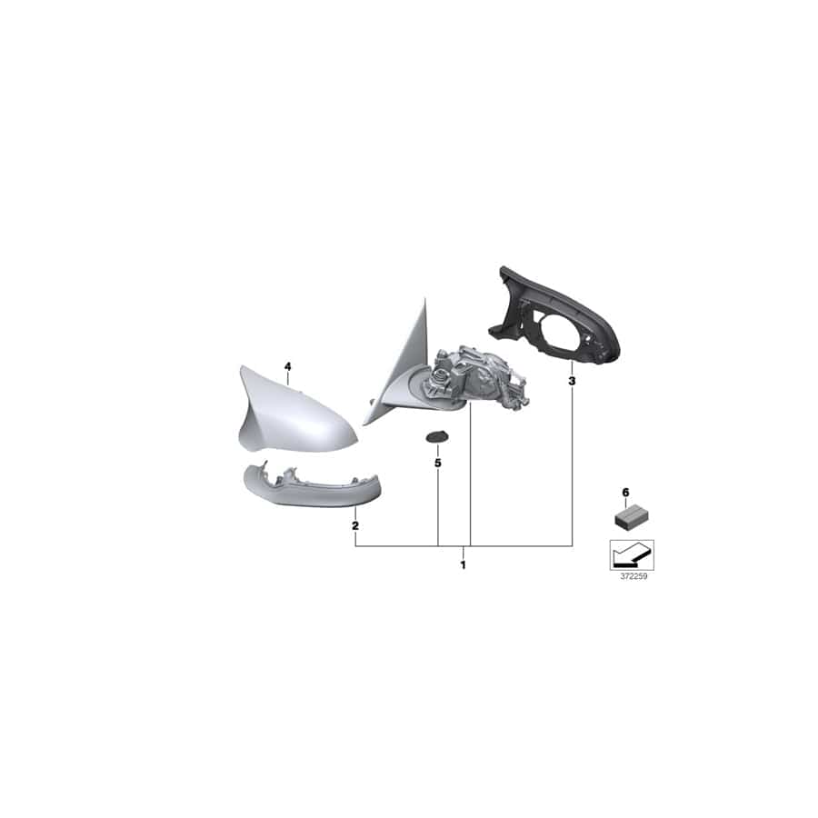 Genuine BMW 51168080448 F82 F83 Outside Mirror W/Out Glass Heated Right (Inc. M4, M4 GTS & M4 CS)