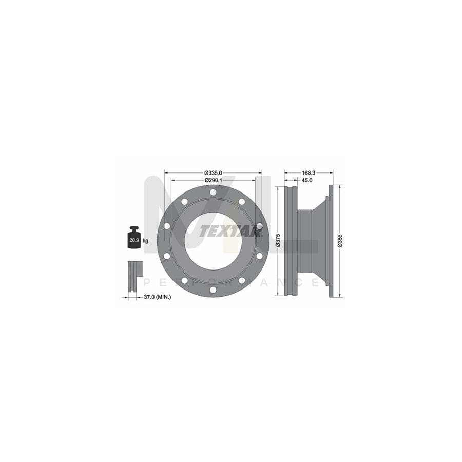 TEXTAR 93308800 Brake Disc Internally Vented  - 1 piece