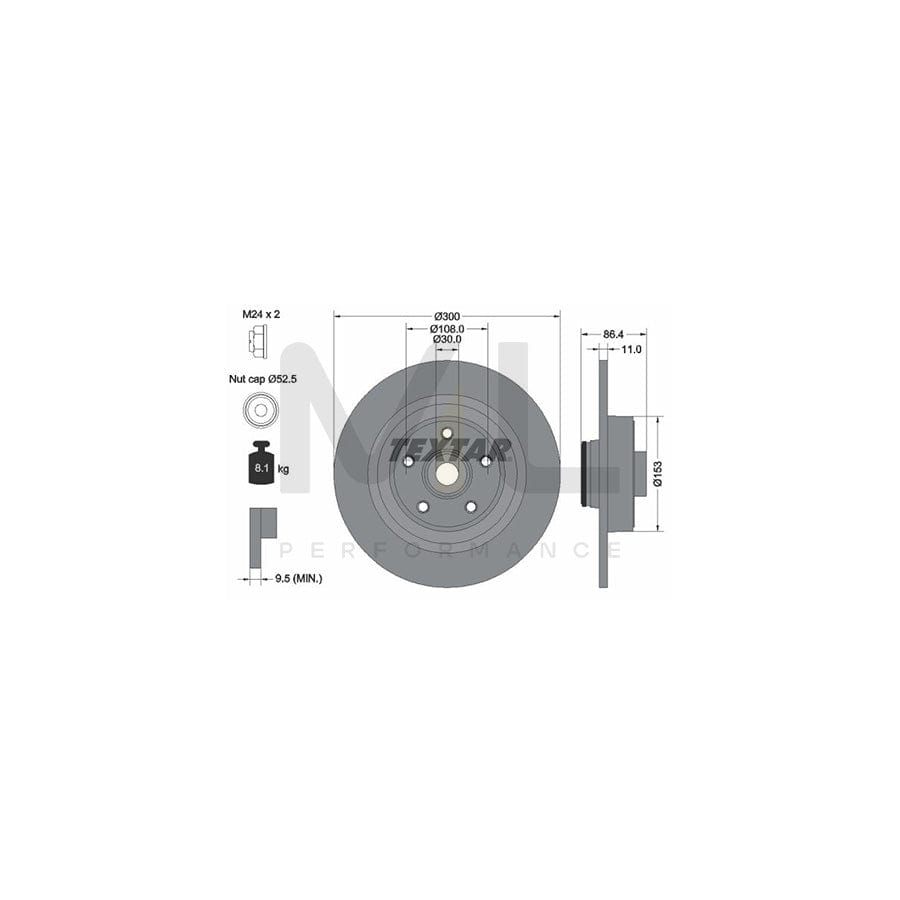 TEXTAR 92159800 Brake Disc Solid, with integrated magnetic sensor ring, with wheel bearing  - 1 piece