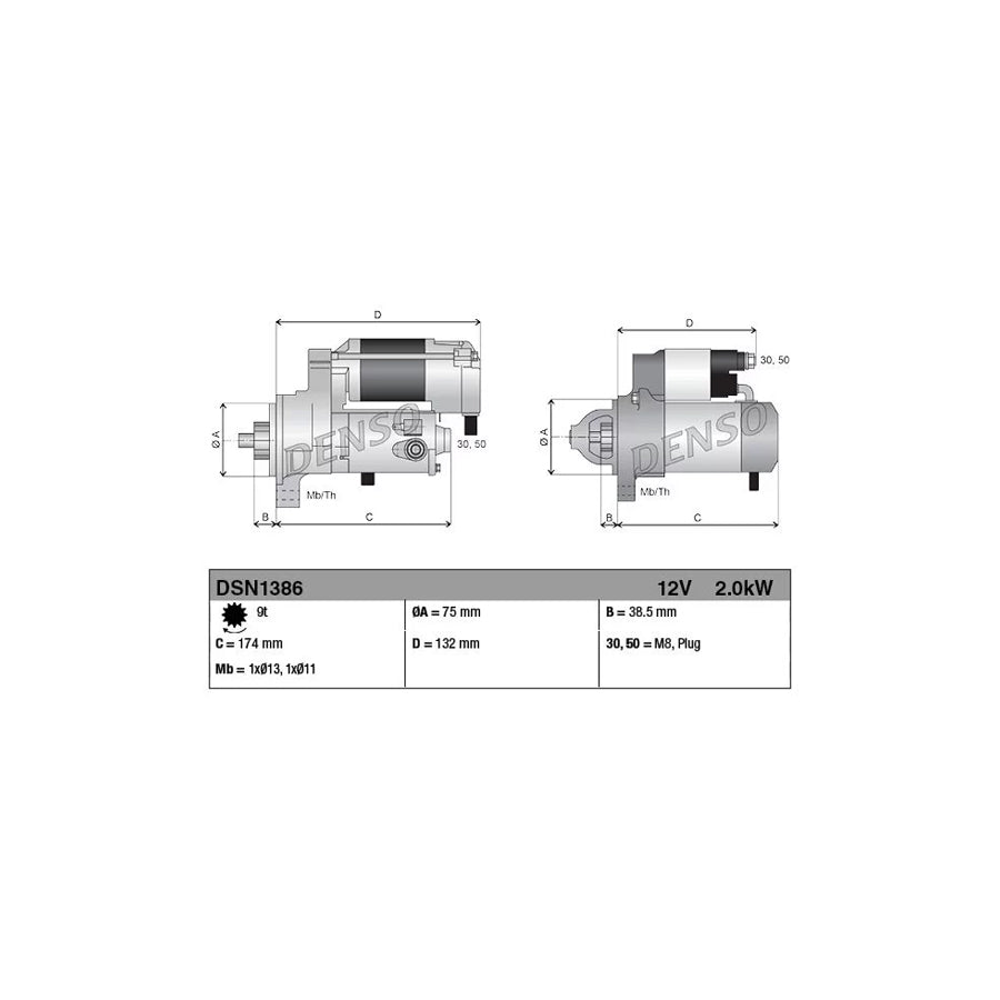 DENSO DSN1386 Starter Motor