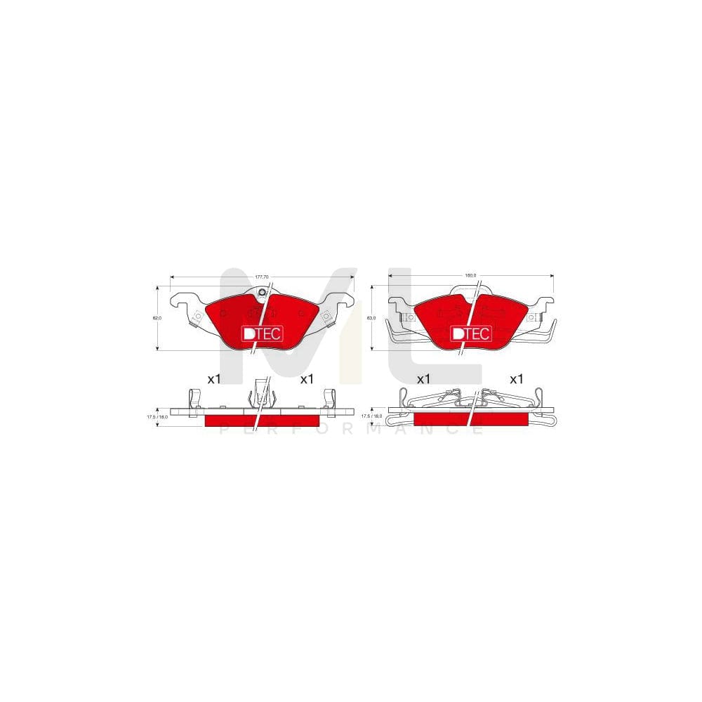 TRW Dtec Cotec Gdb1351Dte Brake Pad Set Prepared For Wear Indicator