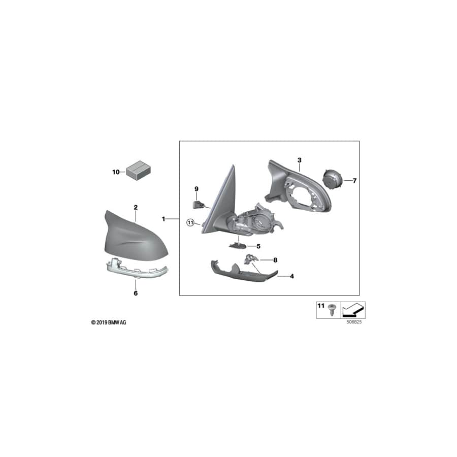 Genuine BMW 51168080363 Outside Mirror Heated With Memory, Left SHADOWLINE (Inc. X4 M)