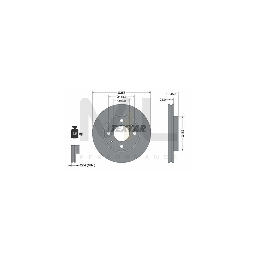 TEXTAR 92130800 Brake Disc Internally Vented, without wheel hub, without wheel studs  - 1 piece