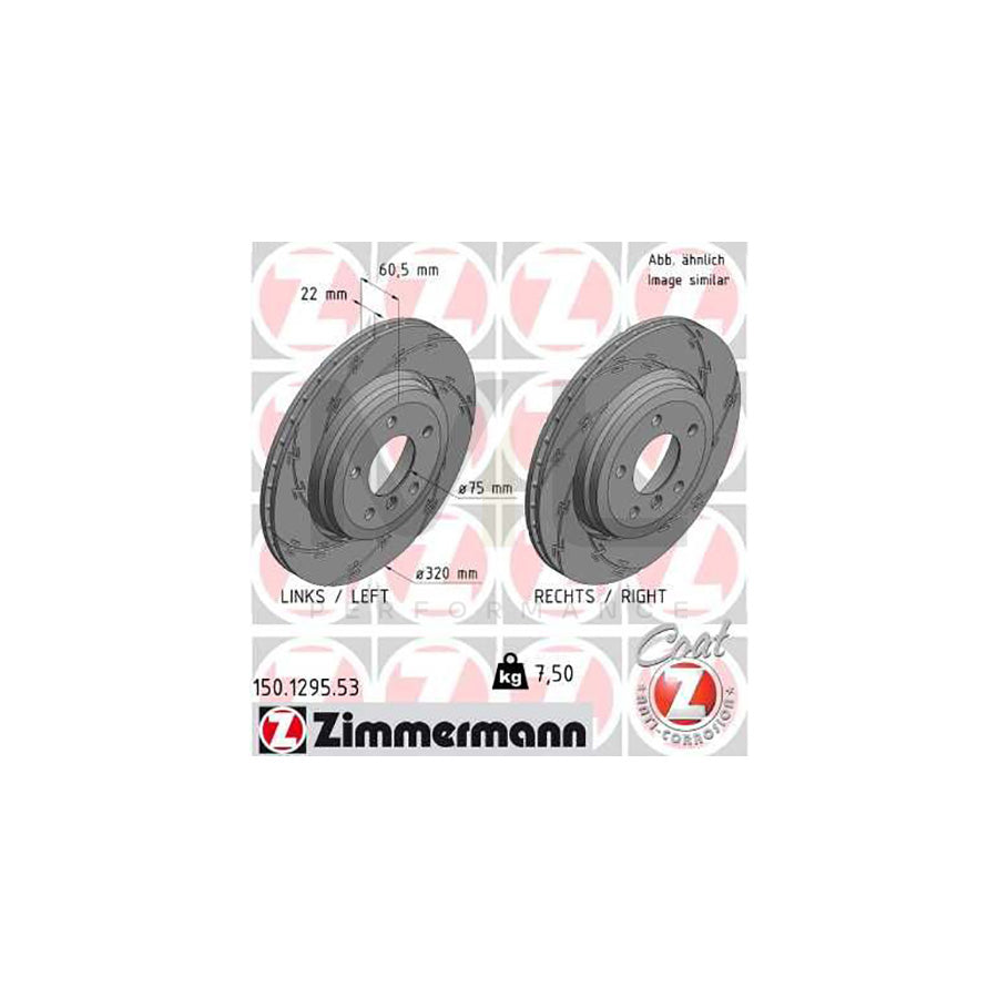 ZIMMERMANN 150.1295.53 Brake Disc for BMW 3 Series Externally Vented, Slotted, Coated, High-carbon  - 1 piece