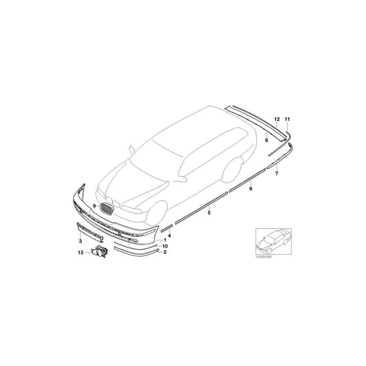 Genuine BMW 51127005904 E39 Bumper Guard, Primed, Rear Right PDC (Inc. 520d, 525d & 540i)