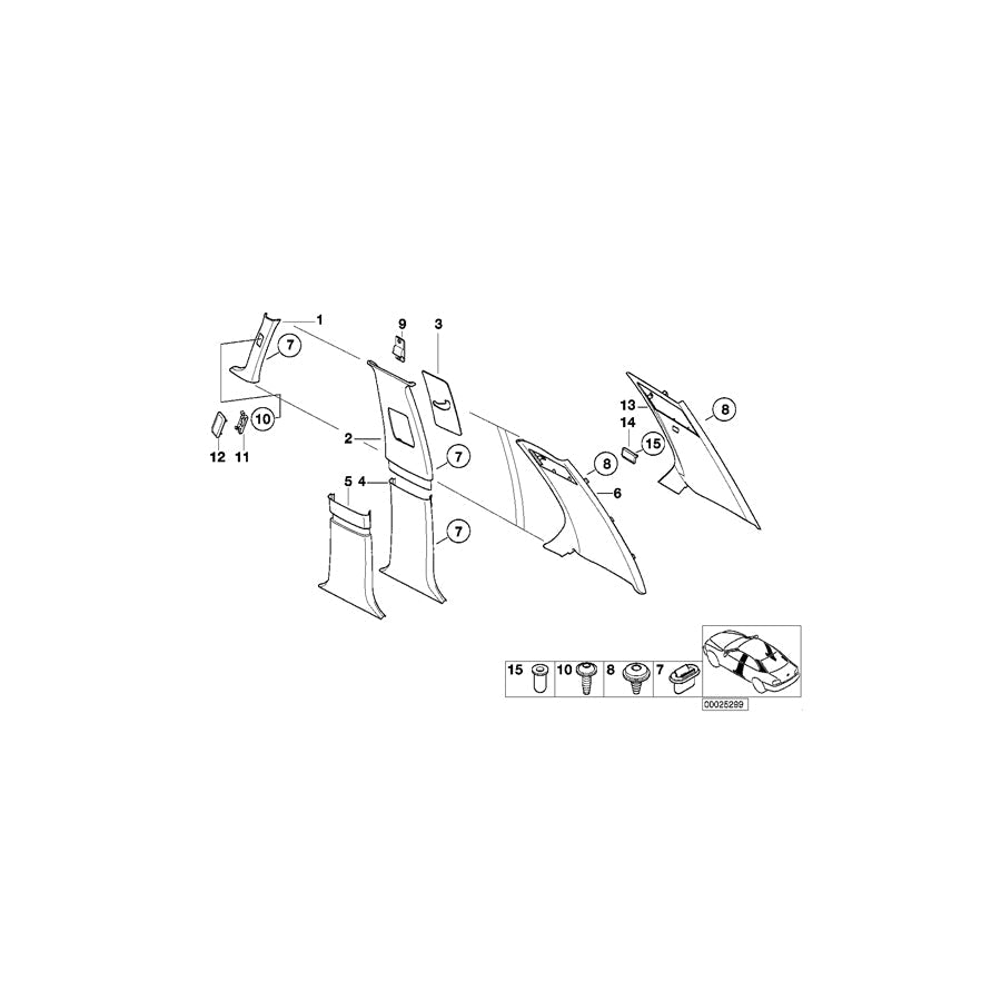Genuine BMW 51438255985 E38 Trim Panel Column, Rear Left SCHWARZ (Inc. 750iL, 730d & 728i)