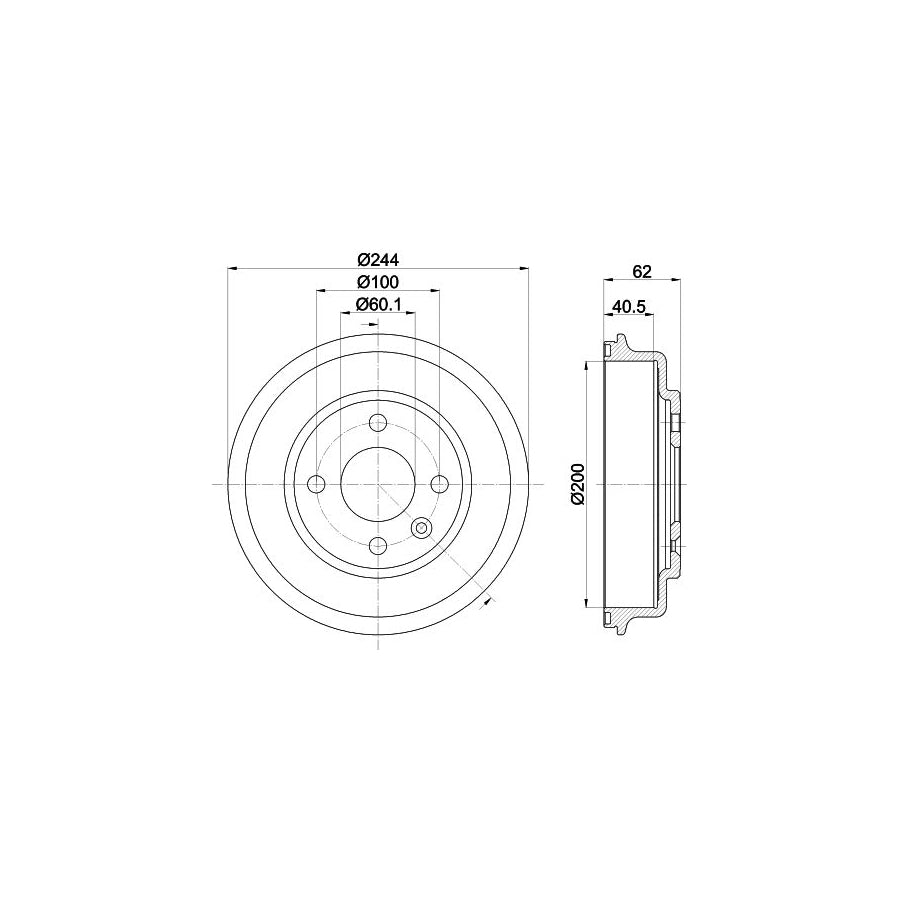 Hella 8DT 355 302-651 Brake Drum
