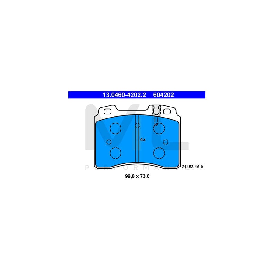 ATE 13.0460-4202.2 Brake pad set excl. wear warning contact, prepared for wear indicator