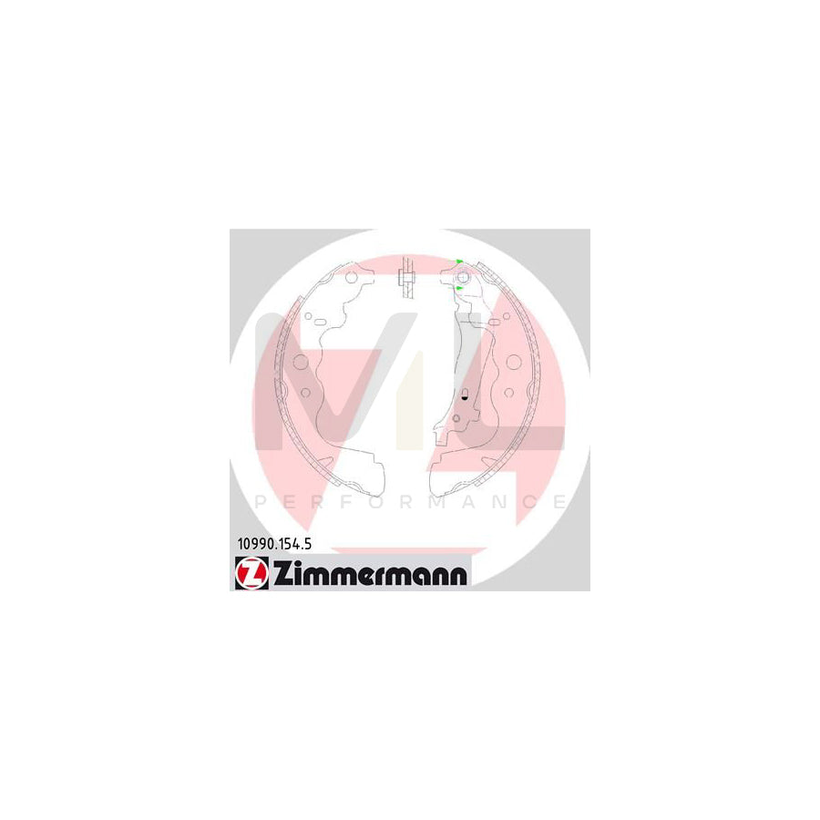 ZIMMERMANN 10990.154.5 Brake Shoe Set Photo corresponds to scope of supply, with lever