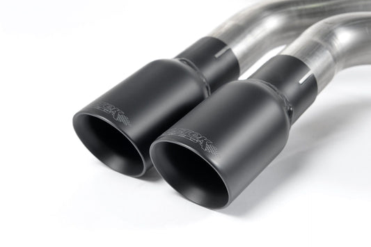 MillTek SSXVW282 Volkswagen Golf Cat-Back 3-inch Race System. Non-Resonated (Louder) wtih Cerakote Black Tips